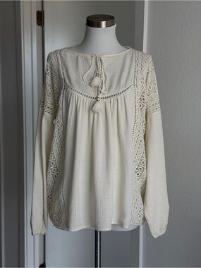 Sézane Cream Lace Blouse, Size 38
